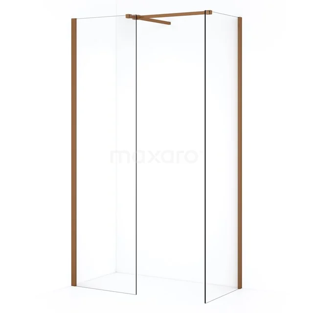 Diamond Inloopdouche | 50x50 cm Koper Helder glas 2 vaste wanden IDB0505510KP