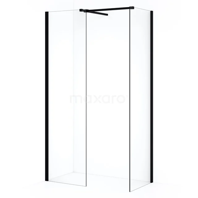 Diamond Inloopdouche | 50x50 cm Mat zwart Helder glas 2 vaste wanden IDB0505510MB