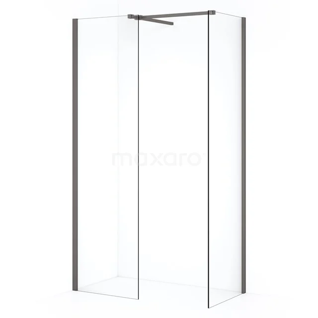 Diamond Inloopdouche | 50x50 cm Zwart metaal Helder glas 2 vaste wanden IDB0505510ZMN