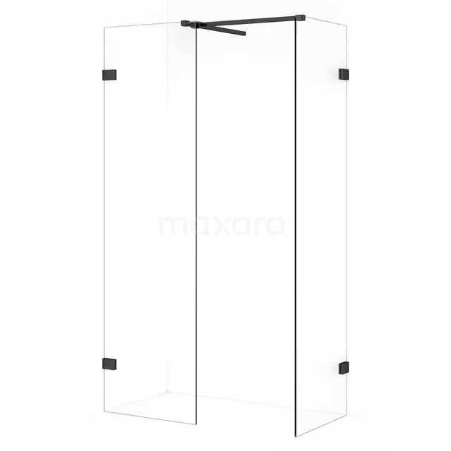 Diamond Inloopdouche | 50x50 cm Zwart chroom Helder glas 2 vaste wanden IDB0505520BC