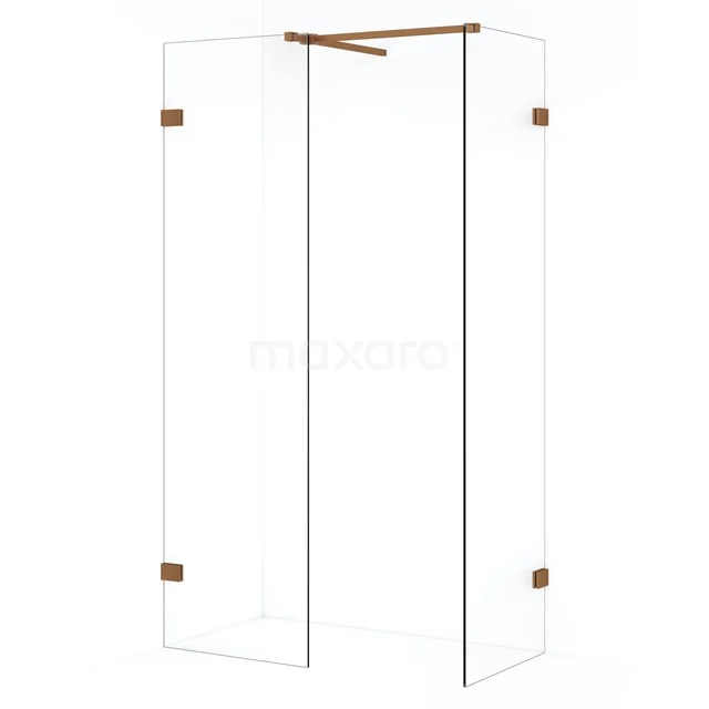 Diamond Inloopdouche | 50x50 cm Koper Helder glas 2 vaste wanden IDB0505520KP