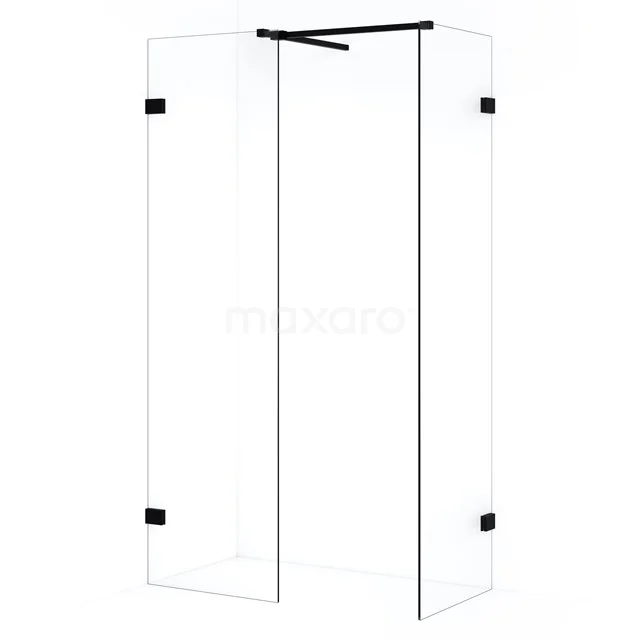 Diamond Inloopdouche | 50x50 cm Mat zwart Helder glas 2 vaste wanden IDB0505520MB