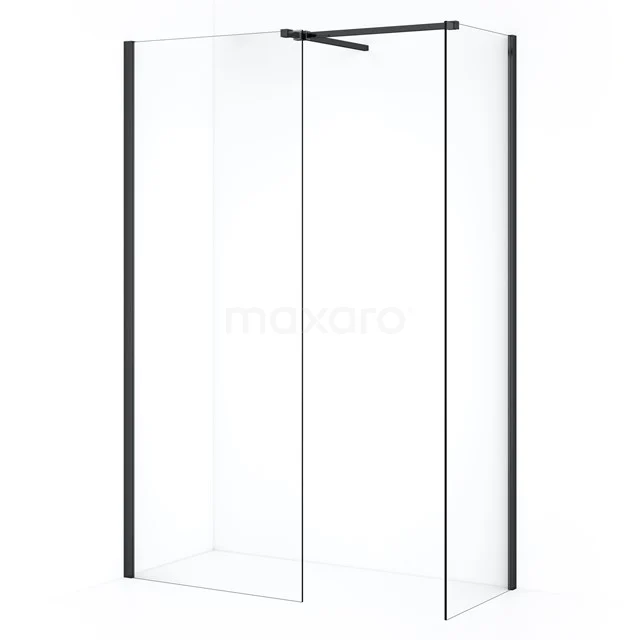 Diamond Walk-in shower | 70x50 cm Black chrome Clear glass 2 fixed walls IDB0507510BCN
