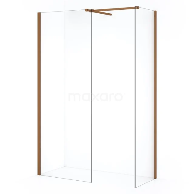 Diamond Inloopdouche | 70x50 cm Koper Helder glas 2 vaste wanden IDB0507510KP