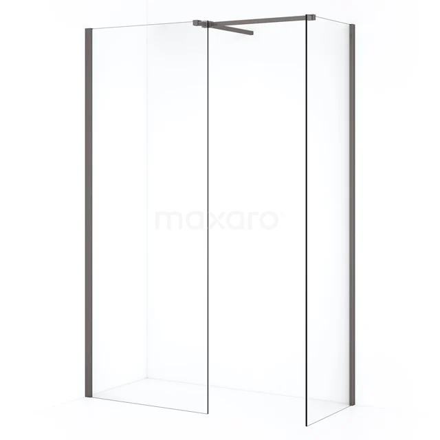 Diamond Inloopdouche | 70x50 cm Zwart metaal Helder glas 2 vaste wanden IDB0507510ZMN