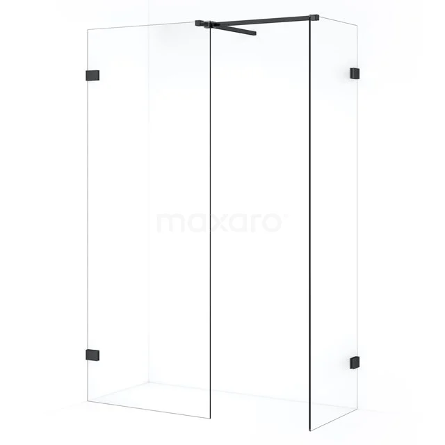 Diamond Walk-in shower | 70x50 cm Black chrome Clear glass 2 fixed walls IDB0507520BC
