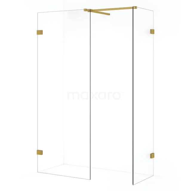 Diamond Inloopdouche | 70x50 cm Goud Helder glas 2 vaste wanden IDB0507520GG