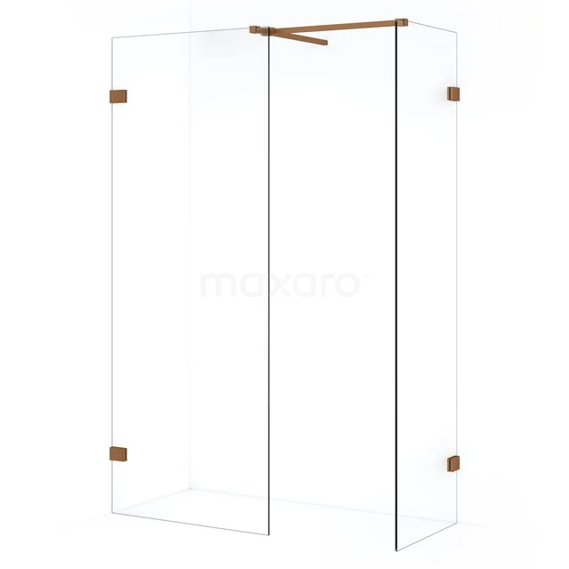 Diamond Inloopdouche | 70x50 cm Koper Helder glas 2 vaste wanden IDB0507520KP