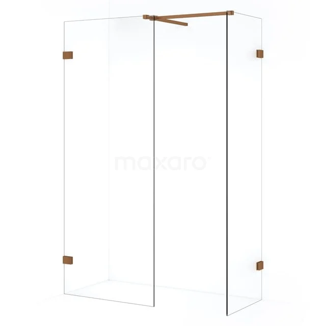 Diamond Inloopdouche | 70x60 cm Koper Helder glas 2 vaste wanden IDB0607520KP