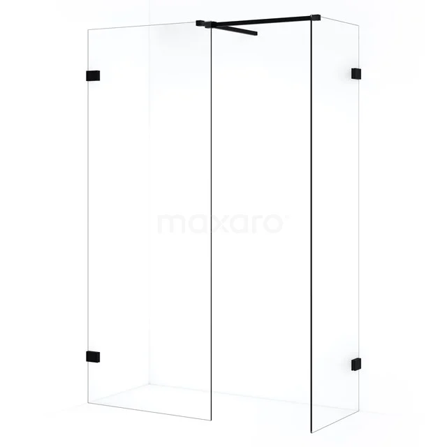 Diamond Inloopdouche | 70x50 cm Mat zwart Helder glas 2 vaste wanden IDB0507520MB