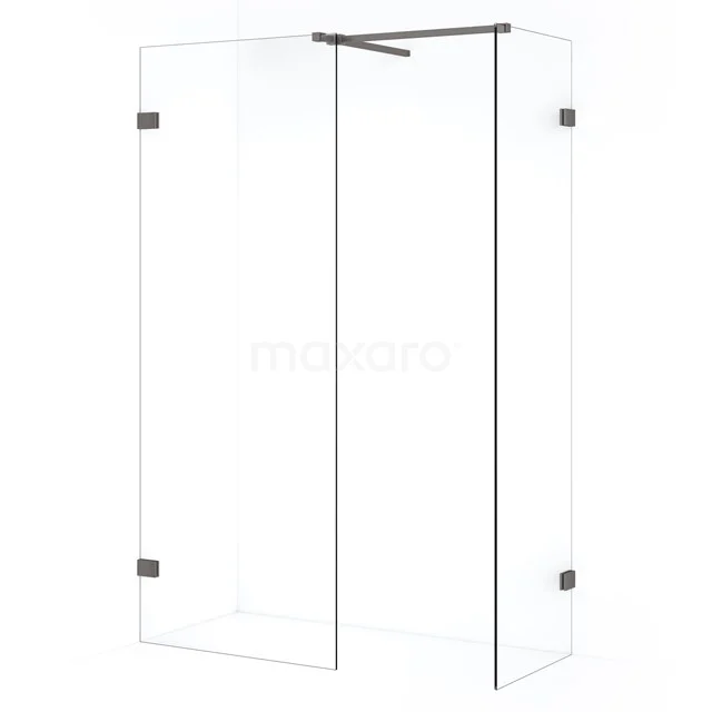 Diamond Walk-in shower | 80x50 cm Black metal Clear glass 2 fixed walls IDB0508520ZM
