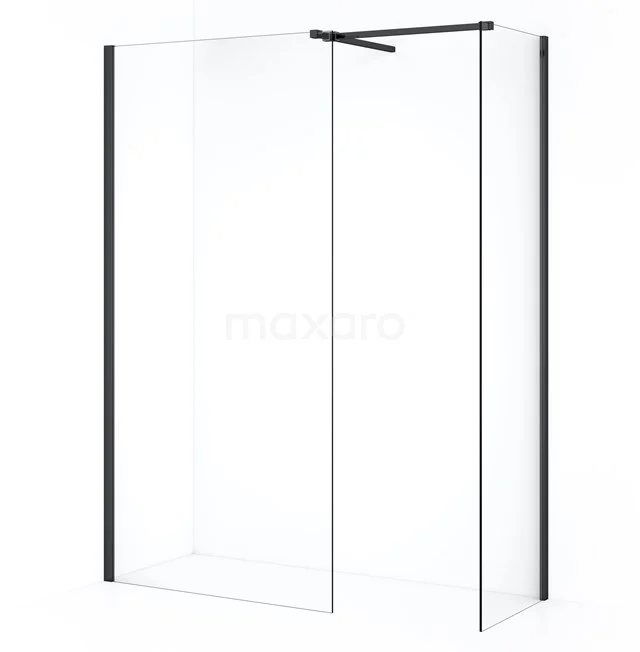 Diamond Inloopdouche | 100x50 cm Zwart chroom Helder glas 2 vaste wanden IDB0510510BC