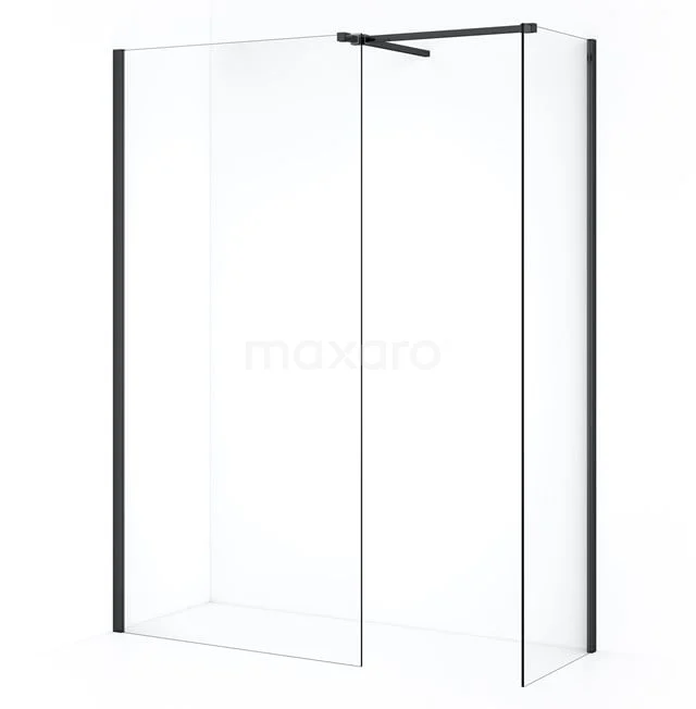 Diamond Inloopdouche | 90x60 cm Zwart chroom Helder glas 2 vaste wanden IDB0609510BC