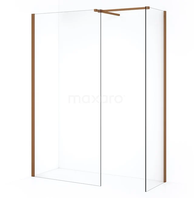 Diamond Inloopdouche | 100x50 cm Koper Helder glas 2 vaste wanden IDB0510510KP