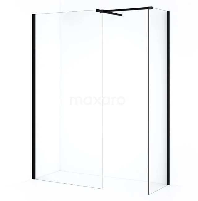 Diamond Inloopdouche | 100x50 cm Mat zwart Helder glas 2 vaste wanden IDB0510510MB