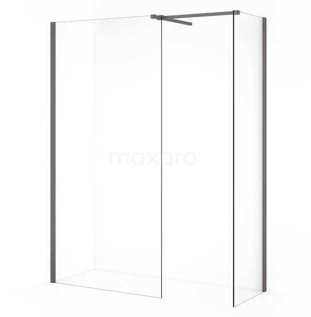 Diamond Inloopdouche | 100x50 cm Zwart metaal Helder glas 2 vaste wanden IDB0510510ZMN