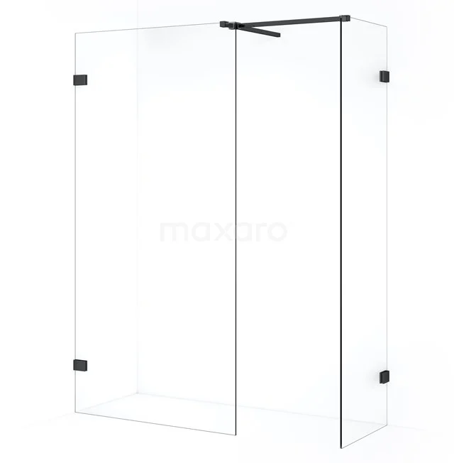 Diamond Walk-in shower | 100x50 cm Black chrome Clear glass 2 fixed walls IDB0510520BC