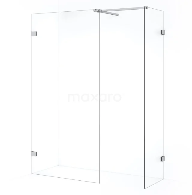 Diamond Inloopdouche | 100x50 cm Chroom Helder glas 2 vaste wanden IDB0510520C