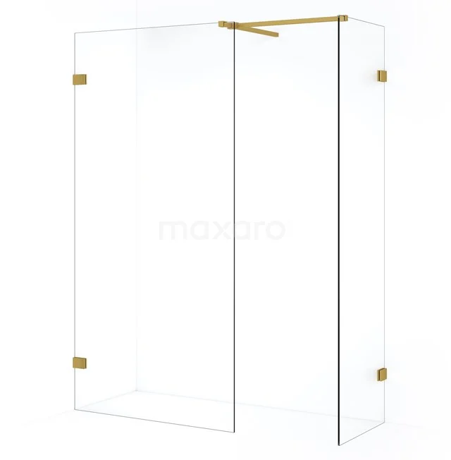 Diamond Inloopdouche | 100x50 cm Goud Helder glas 2 vaste wanden IDB0510520GG