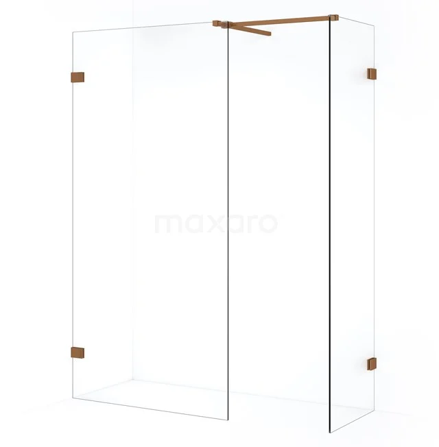 Diamond Inloopdouche | 100x50 cm Koper Helder glas 2 vaste wanden IDB0510520KP