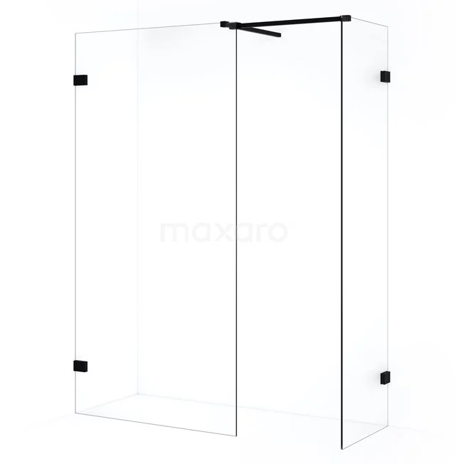 Diamond Inloopdouche | 100x50 cm Mat zwart Helder glas 2 vaste wanden IDB0510520MB