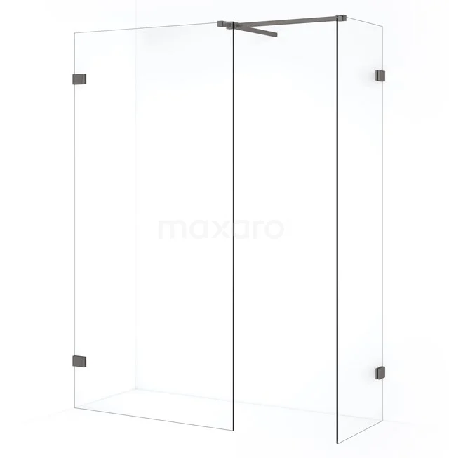 Diamond Inloopdouche | 100x50 cm Zwart metaal Helder glas 2 vaste wanden IDB0510520ZM