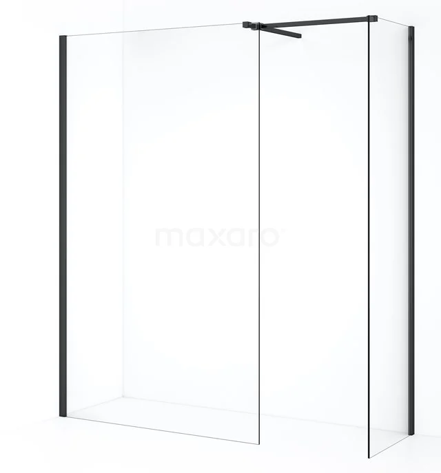 Diamond Walk-in shower | 110x50 cm Black chrome Clear glass 2 fixed walls IDB0511510BCN