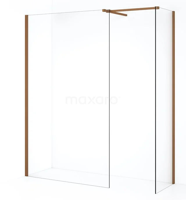 Diamond Inloopdouche | 110x50 cm Koper Helder glas 2 vaste wanden IDB0511510KP