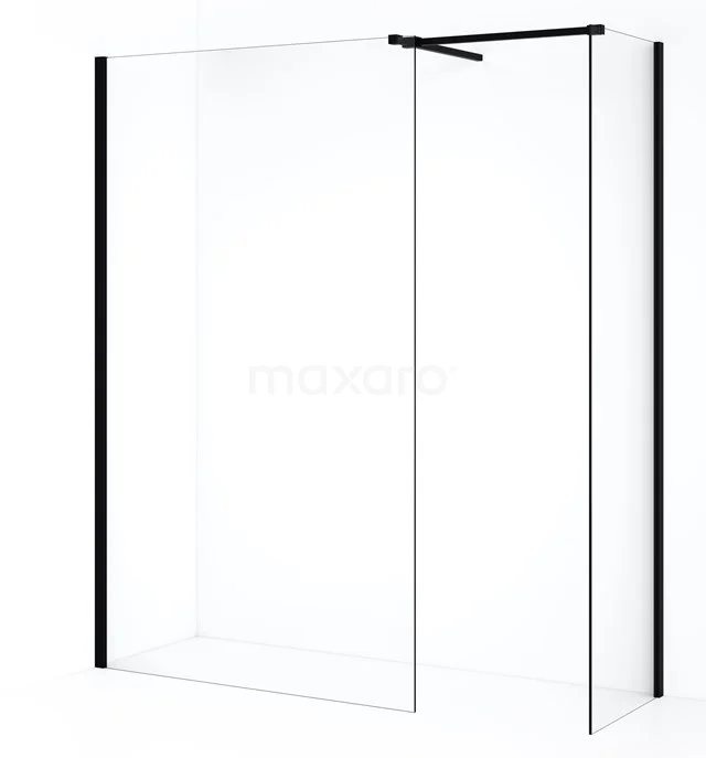 Diamond Inloopdouche | 110x50 cm Mat zwart Helder glas 2 vaste wanden IDB0511510MB