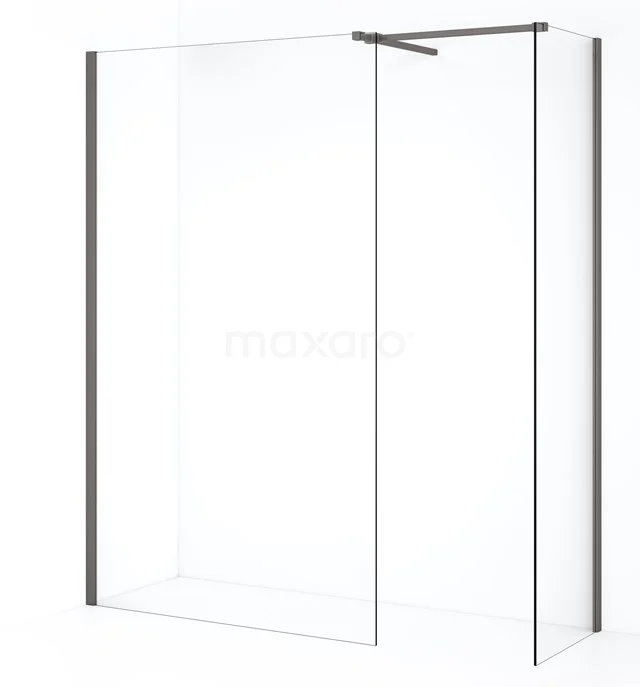 Diamond Inloopdouche | 110x50 cm Zwart metaal Helder glas 2 vaste wanden IDB0511510ZMN