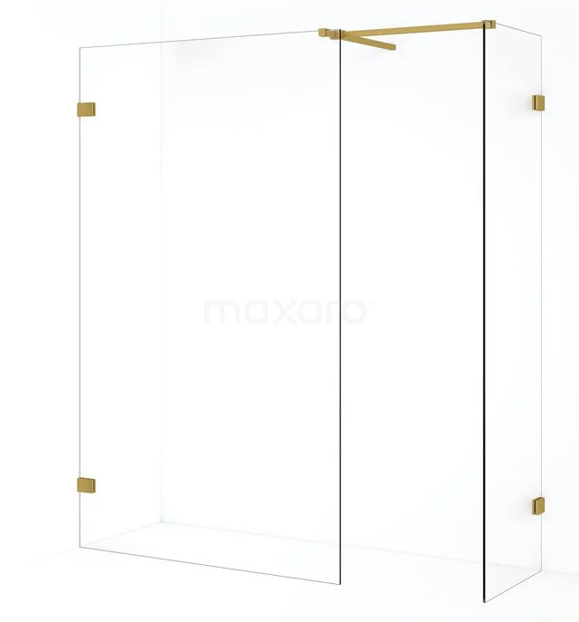 Diamond Inloopdouche | 110x50 cm Goud Helder glas 2 vaste wanden IDB0511520GG