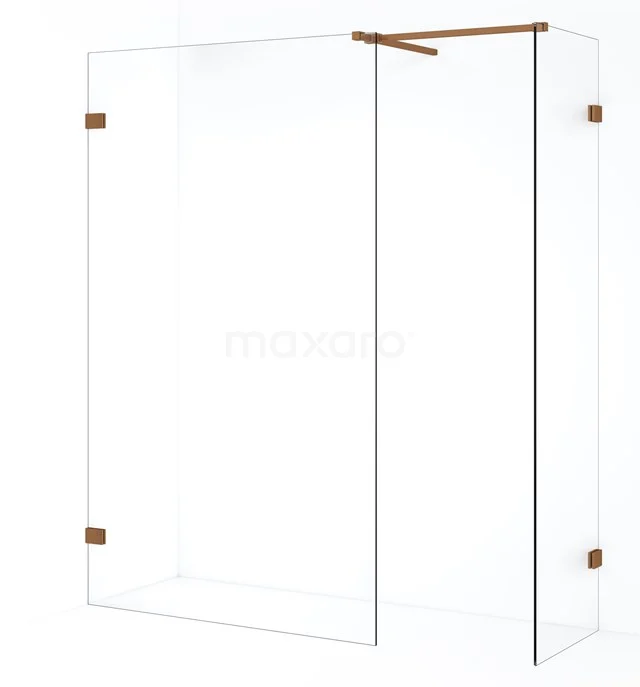 Diamond Inloopdouche | 110x50 cm Koper Helder glas 2 vaste wanden IDB0511520KP