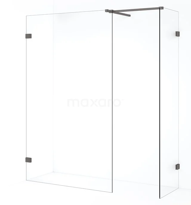 Diamond begehbare Dusche | 120x50 cm Schwarzes Metall  2 feste Wände IDB0512520ZM