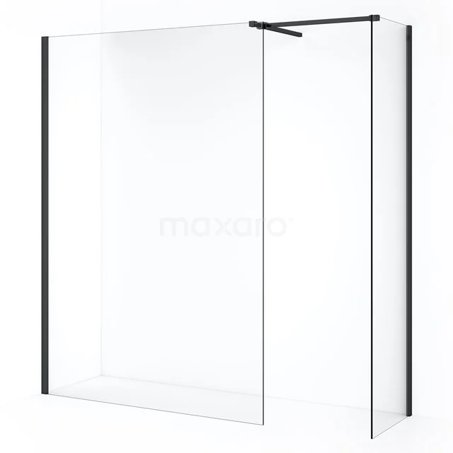 Diamond Walk-in shower | 140x50 cm Black chrome Clear glass 2 fixed walls IDB0514510BCN