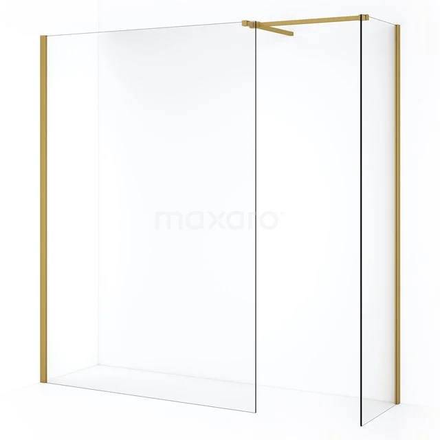 Diamond Inloopdouche | 130x50 cm Goud Helder glas 2 vaste wanden IDB0513510GG