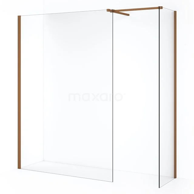 Diamond Inloopdouche | 130x50 cm Koper Helder glas 2 vaste wanden IDB0513510KP