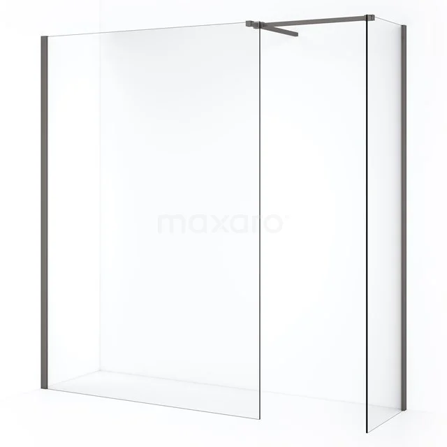 Diamond Inloopdouche | 130x50 cm Zwart metaal Helder glas 2 vaste wanden IDB0513510ZMN