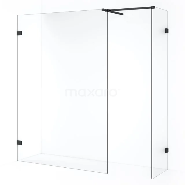 Diamond Inloopdouche | 130x50 cm Zwart chroom Helder glas 2 vaste wanden IDB0513520BC