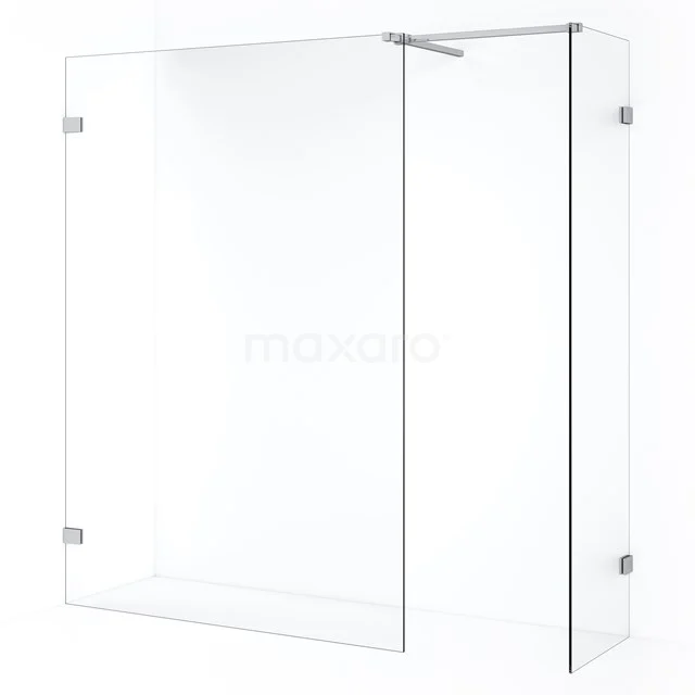 Diamond Walk-in shower | 140x50 cm Chrome Clear glass 2 fixed walls IDB0514520C