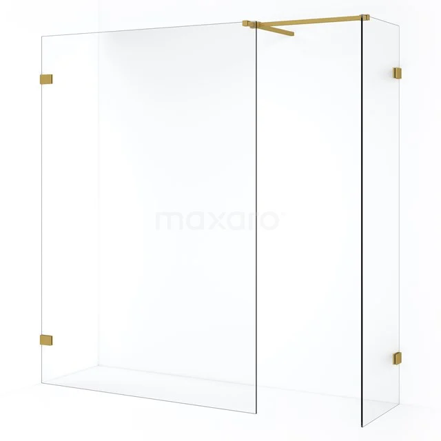 Diamond Inloopdouche | 130x50 cm Goud Helder glas 2 vaste wanden IDB0513520GG