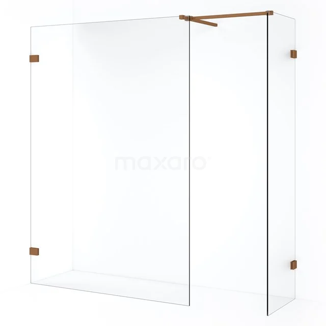 Diamond Inloopdouche | 130x50 cm Koper Helder glas 2 vaste wanden IDB0513520KP