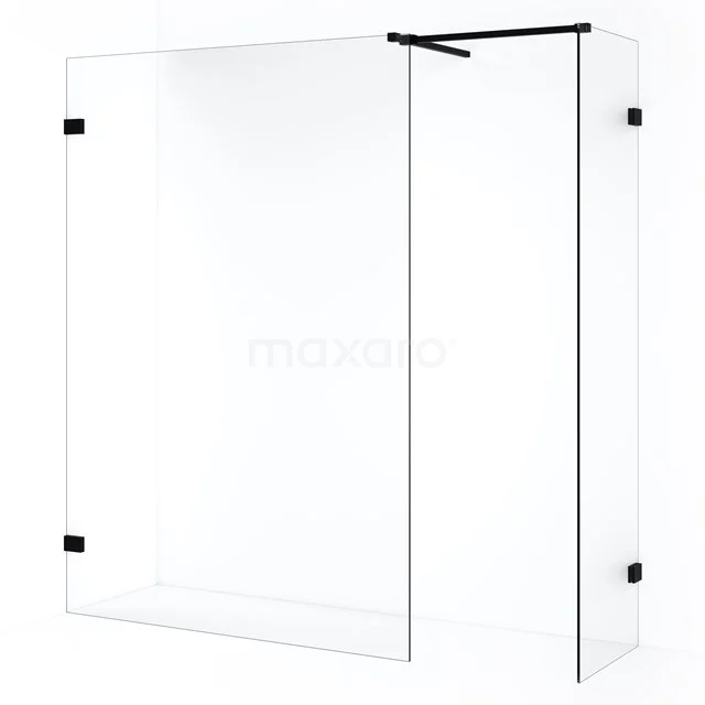 Diamond Inloopdouche | 130x50 cm Mat zwart Helder glas 2 vaste wanden IDB0513520MB