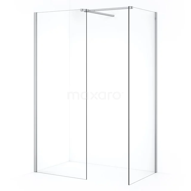 Diamond Inloopdouche | 70x50 cm Chroom Helder glas 2 vaste wanden IDB0705510C