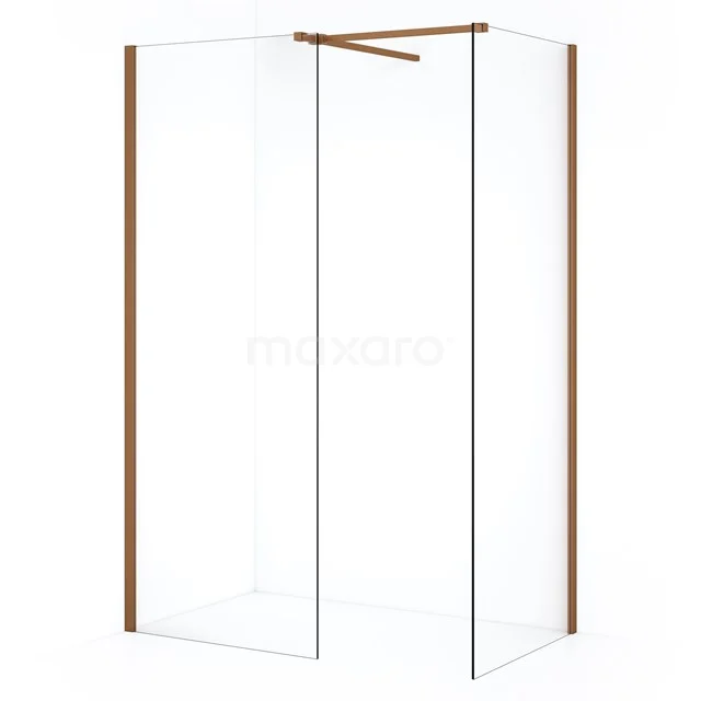 Diamond Inloopdouche | 70x50 cm Koper Helder glas 2 vaste wanden IDB0705510KP