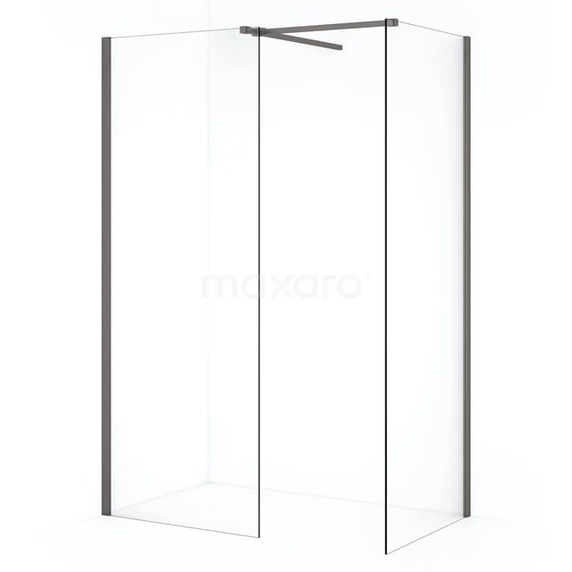 Diamond Inloopdouche | 80x60 cm Zwart metaal Helder glas 2 vaste wanden IDB0806510ZMN