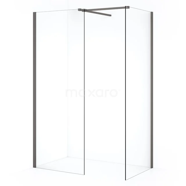 Diamond Walk-in shower | 70x60 cm Black metal Clear glass 2 fixed walls IDB0706510ZMN
