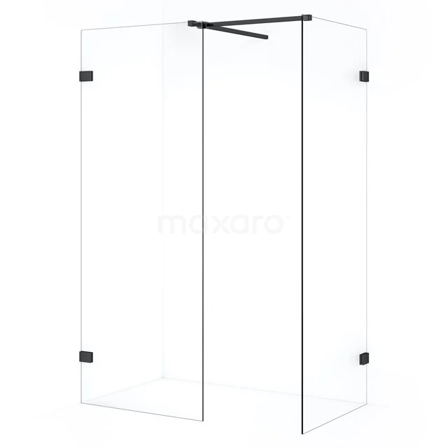 Diamond Walk-in shower | 70x50 cm Black chrome Clear glass 2 fixed walls IDB0705520BC