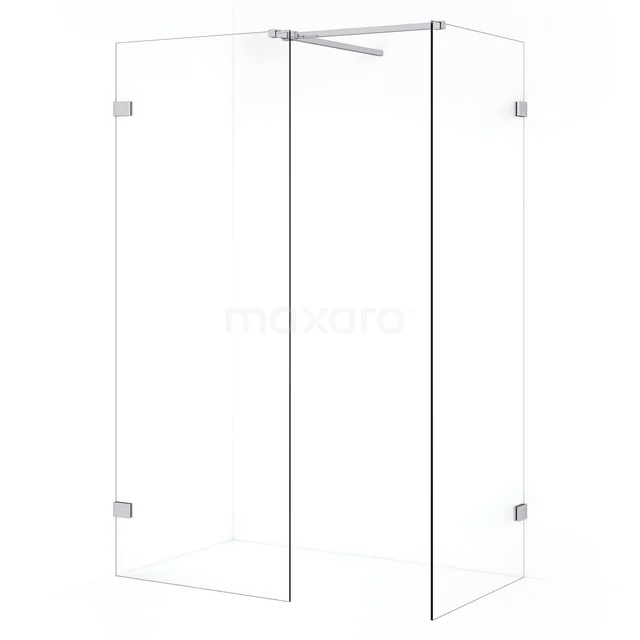 Diamond Inloopdouche | 70x50 cm Chroom Helder glas 2 vaste wanden IDB0705520C