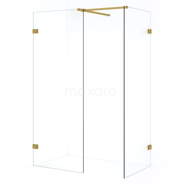 Diamond Inloopdouche | 70x50 cm Goud Helder glas 2 vaste wanden IDB0705520GG