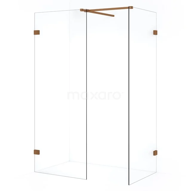 Diamond Inloopdouche | 70x50 cm Koper Helder glas 2 vaste wanden IDB0705520KP